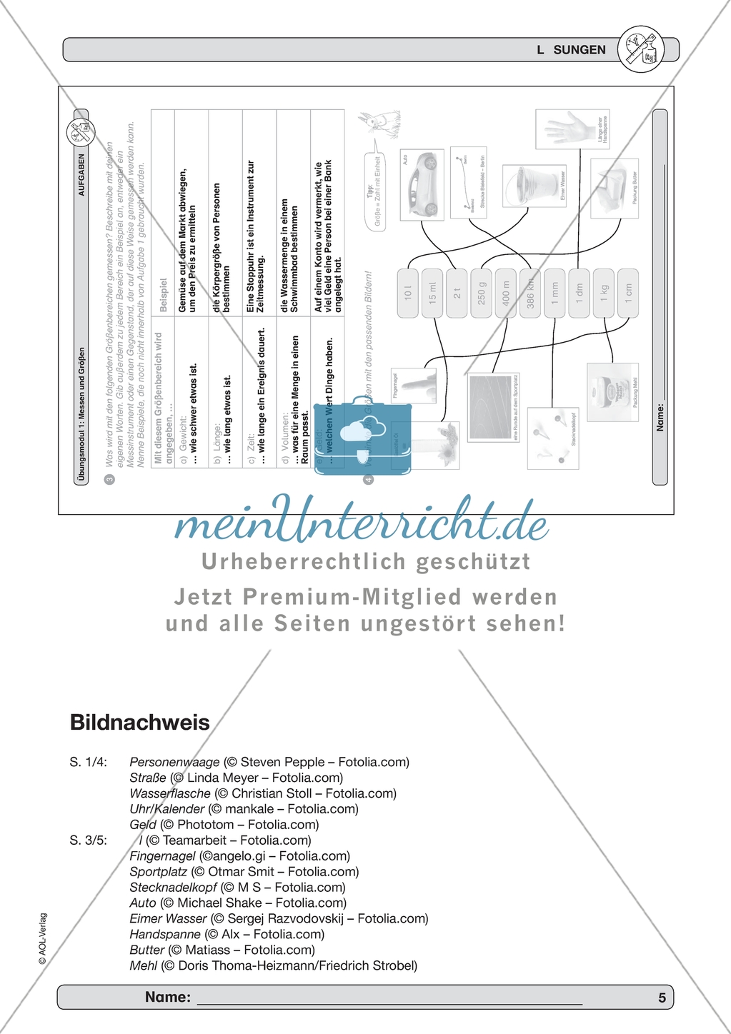 Material zur Verbesserung der Grundfähigkeiten im Bereich Messen und Größen - Größenvorstellungen. Preview 5