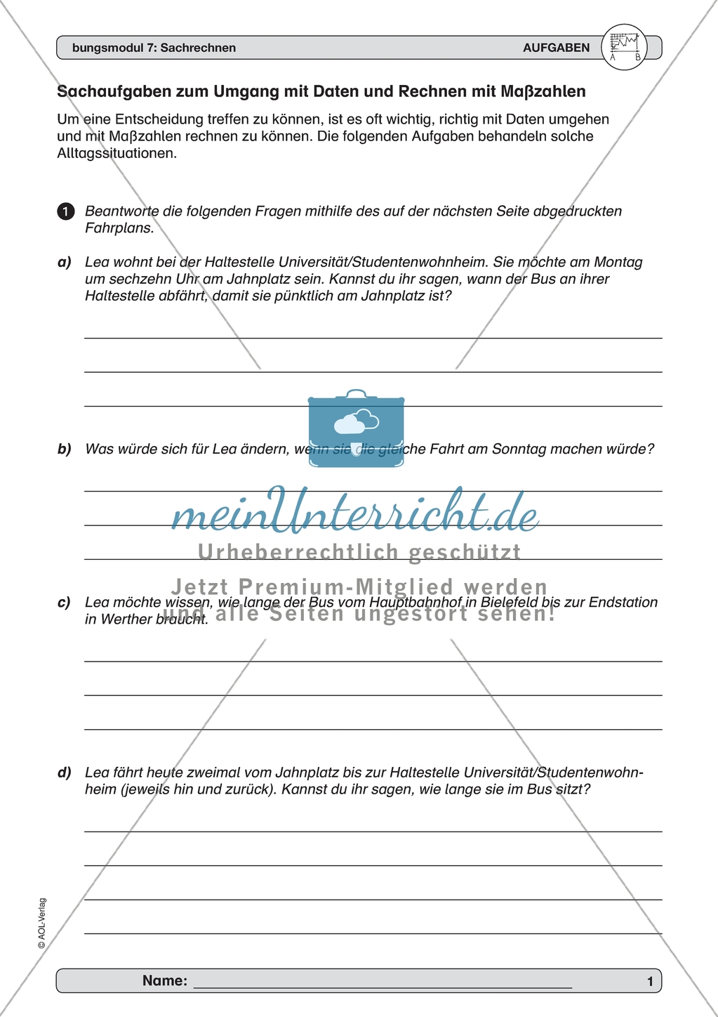 Material zur Verbesserung der Sachrechenkompetenz - Sachaufgaben zum Umgang mit Daten und Rechnen mit Maßzahlen. Preview 1