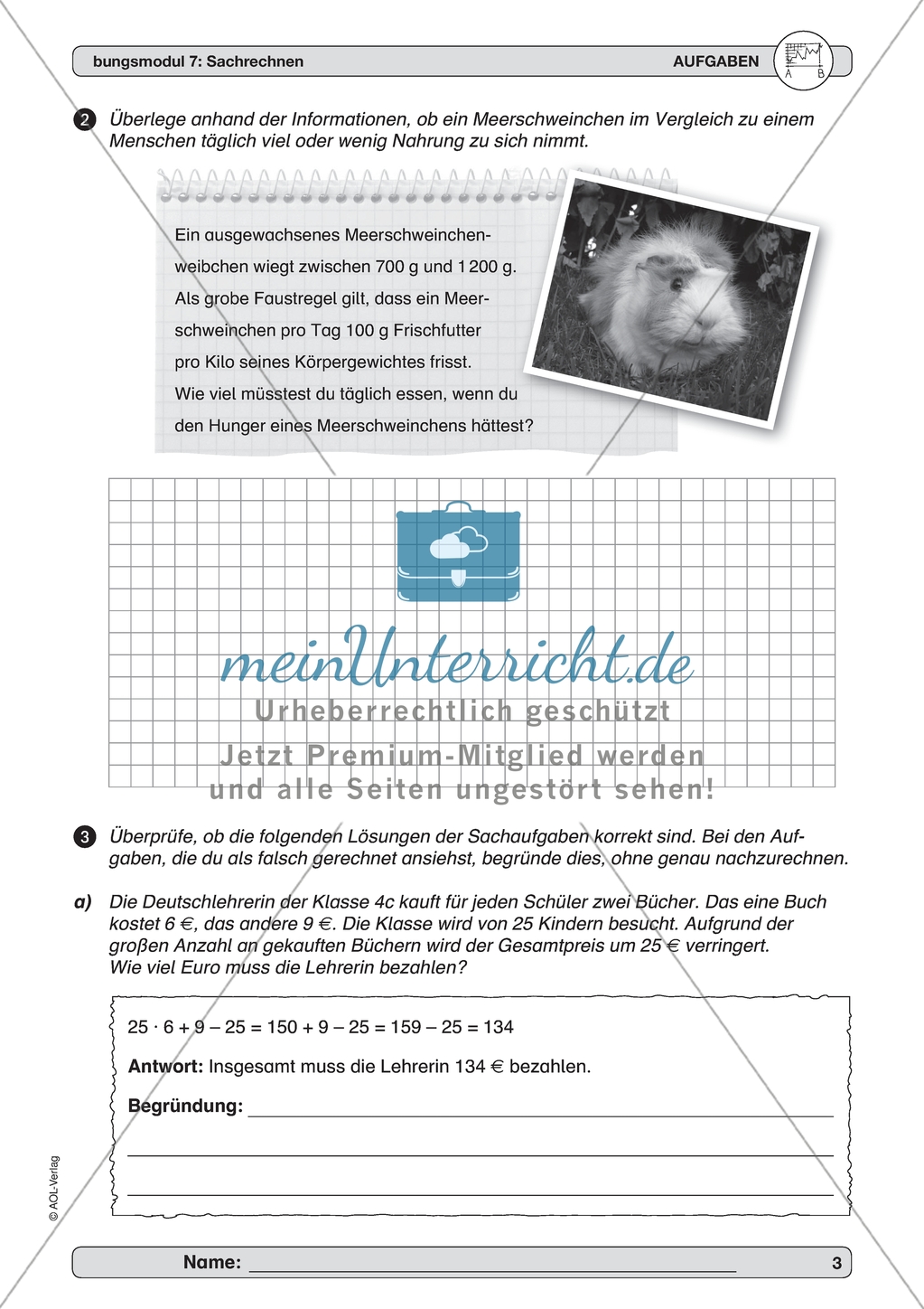 Material zur Verbesserung der Sachrechenkompetenz - Sachaufgaben zum Umgang mit Daten und Rechnen mit Maßzahlen. Preview 3