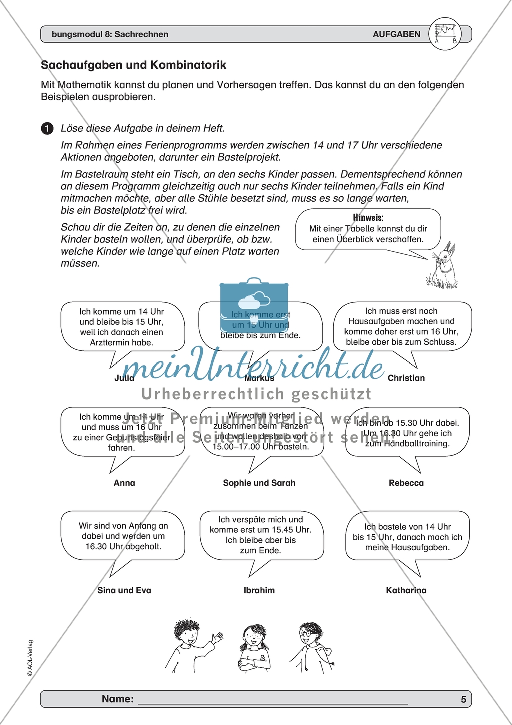 Material zur Verbesserung der Sachrechenkompetenz - Sachaufgaben und Kombinatorik. Preview 1