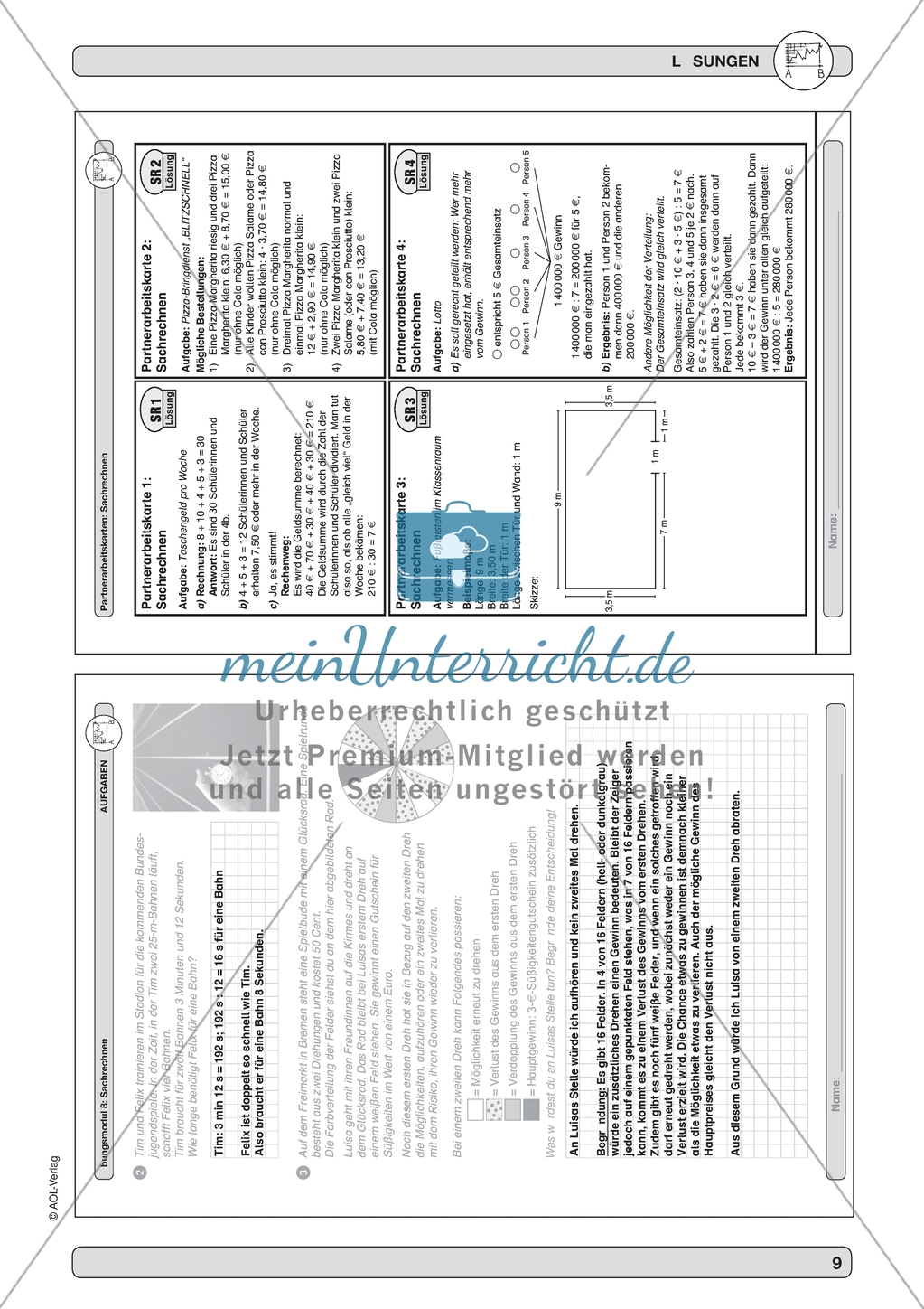 Material zur Verbesserung der Sachrechenkompetenz - Sachaufgaben und Kombinatorik. Preview 4