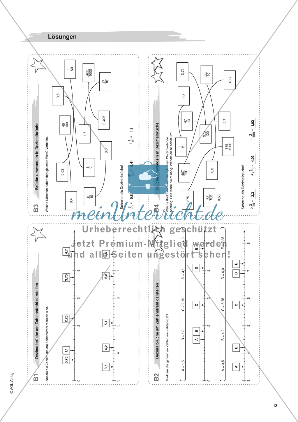 Material für eine Freiarbeit zum Thema Dezimalbrüche - Brüche umwandeln in Dezimalbrüche. Preview 2