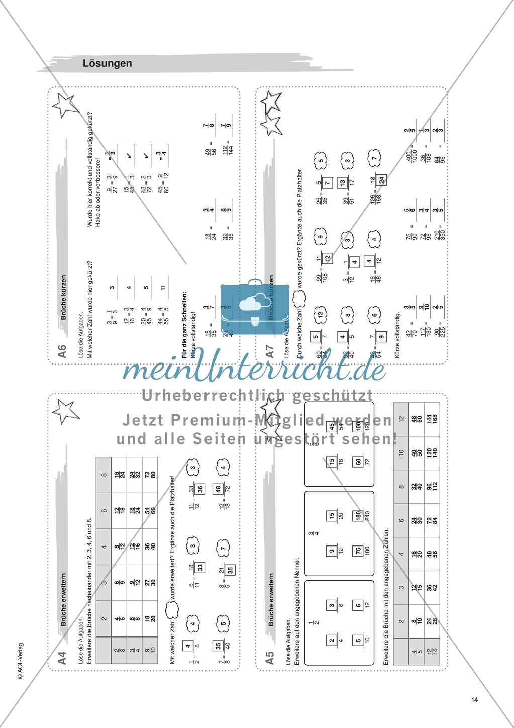 Material für eine Freiarbeit zum Thema Bruchzahlen - Brüche erweitern und kürzen. Preview 3