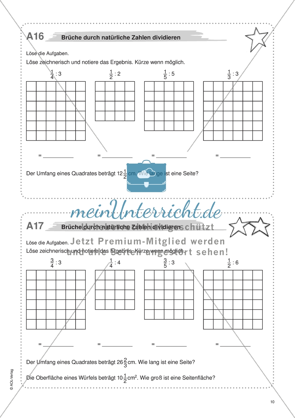 Material für eine Freiarbeit zum Thema Bruchzahlen - Brüche multiplizieren und dividieren. Preview 1