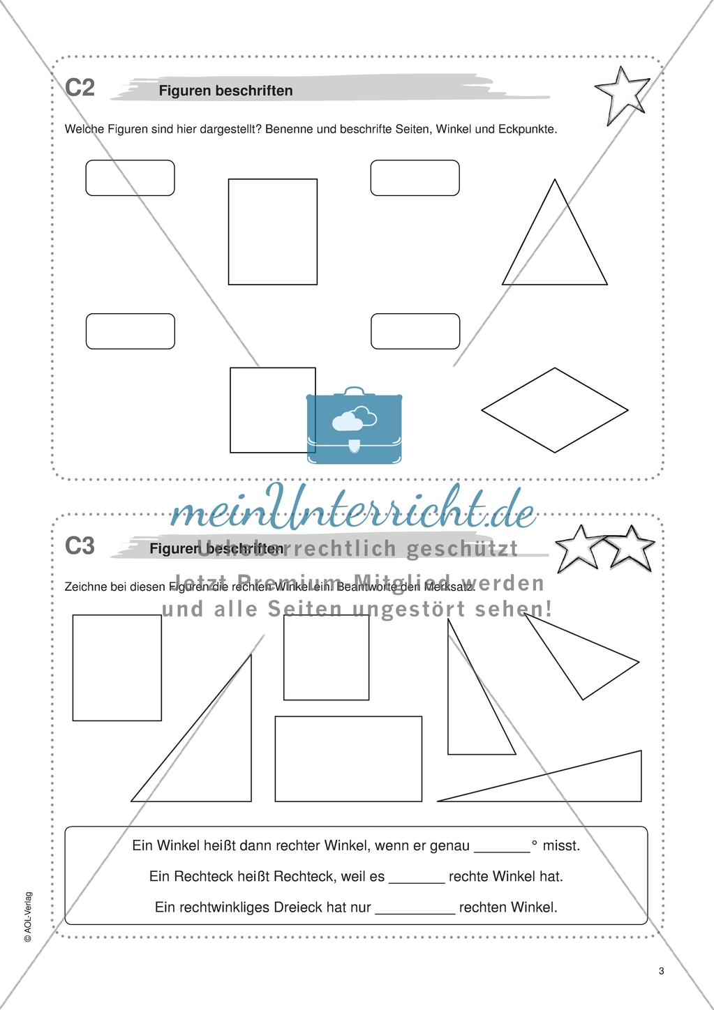 Material für eine Freiarbeit zum Thema Geometrische Figuren - Figuren beschriften. Preview 1