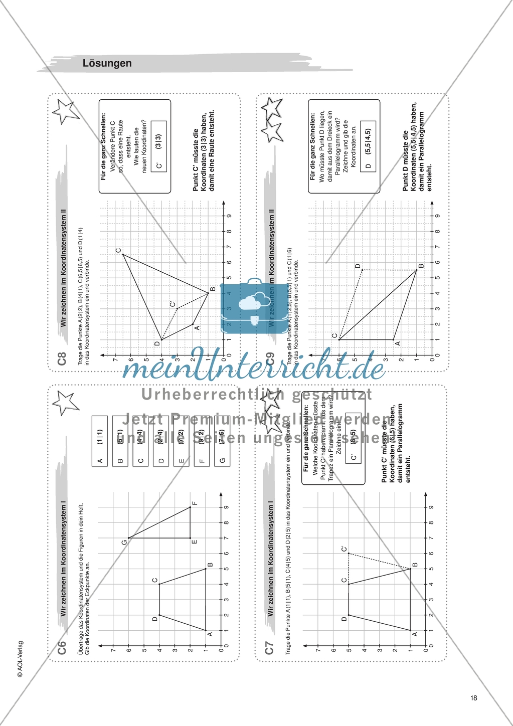 Material für eine Freiarbeit zum Thema Geometrische Figuren - Im Koordinatensystem zeichnen. Preview 3