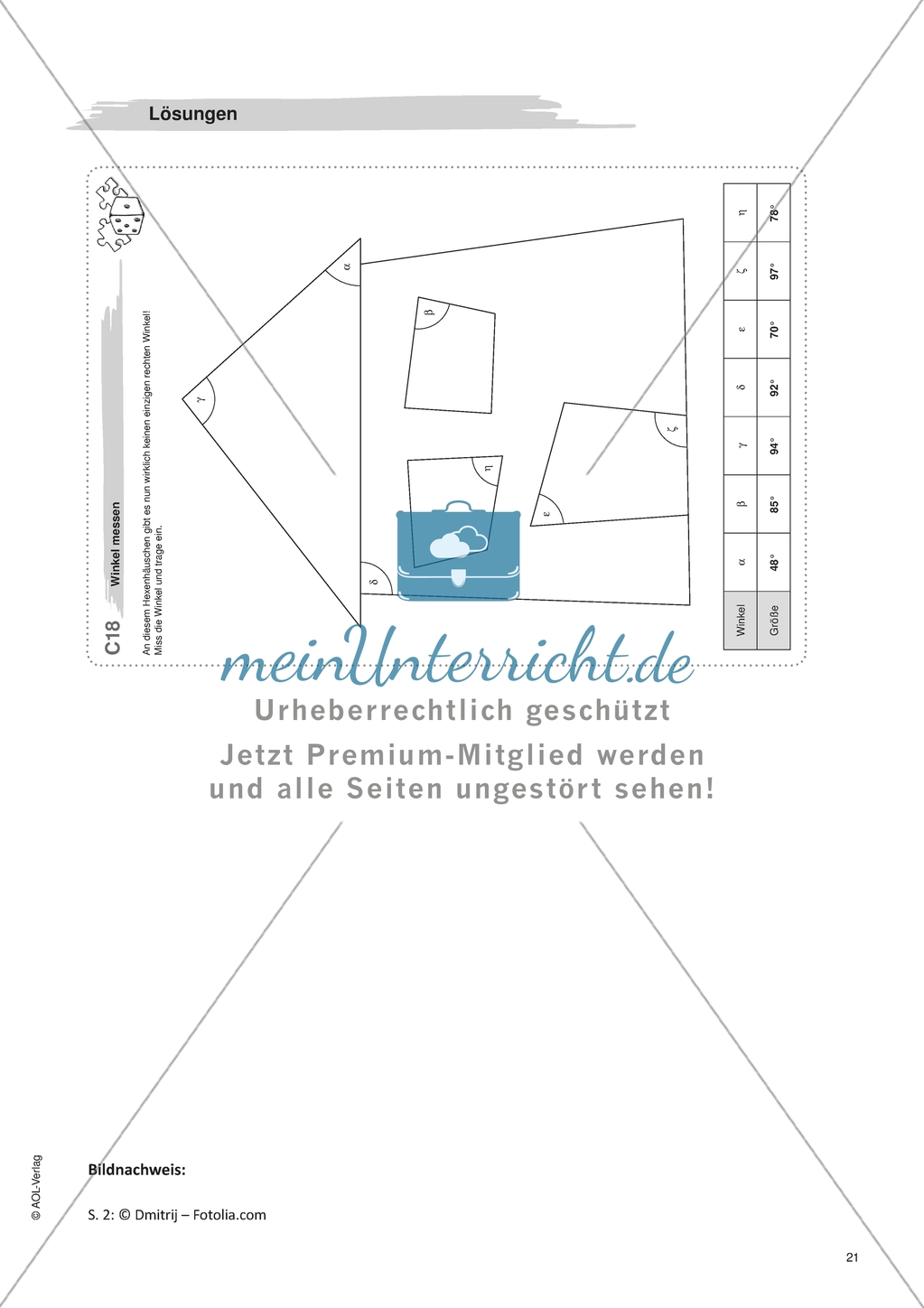 Material für eine Freiarbeit zum Thema Geometrische Figuren - Winkel zeichnen, messen und beschriften. Preview 4