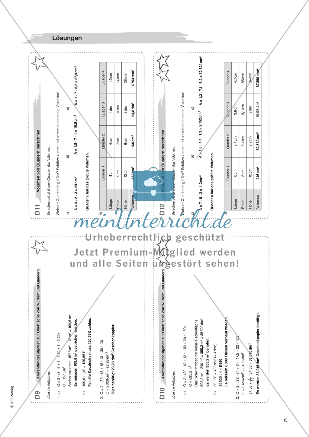 Material für eine Freiarbeit zum Thema Würfel und Quader - Anwendungsaufgaben zur Oberfläche. Preview 2