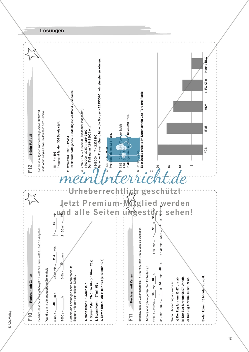 Material für eine Freiarbeit zum Thema Sachbezogene Mathematik - König Fußball. Preview 2