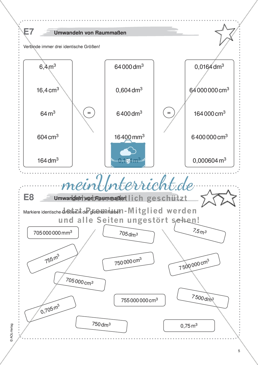 Material für eine Freiarbeit zum Thema Geometrische Flächen - Raummaße umwandeln. Preview 2