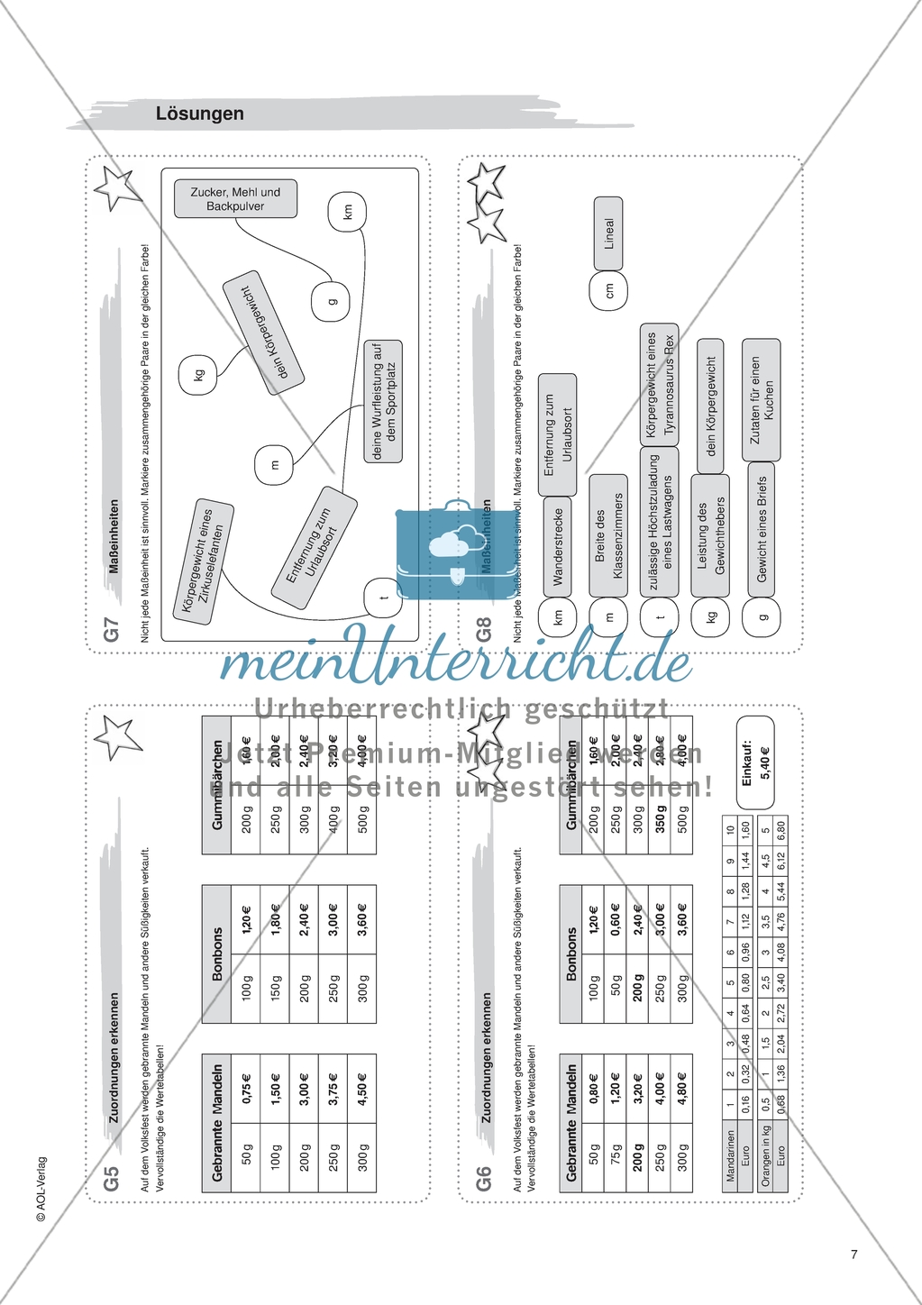 Material für eine Freiarbeit zum Thema Funktionen und Größen - Maßeinheiten. Preview 2