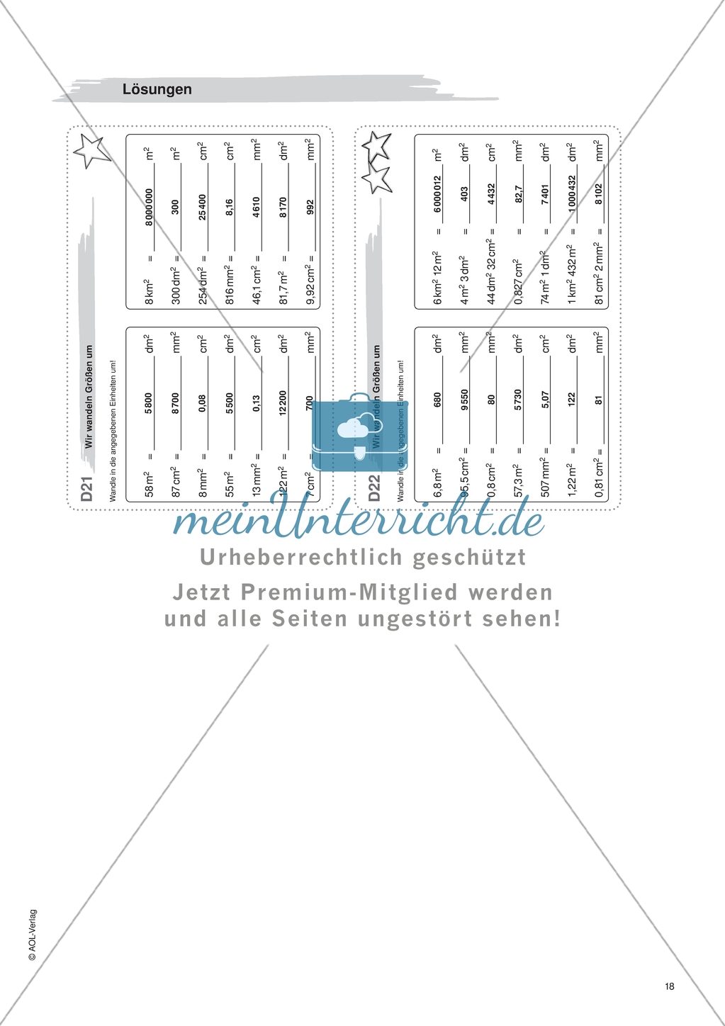 Material für eine Freiarbeit zum Thema Geometrische Flächen - Wir wandeln Größe um. Preview 2