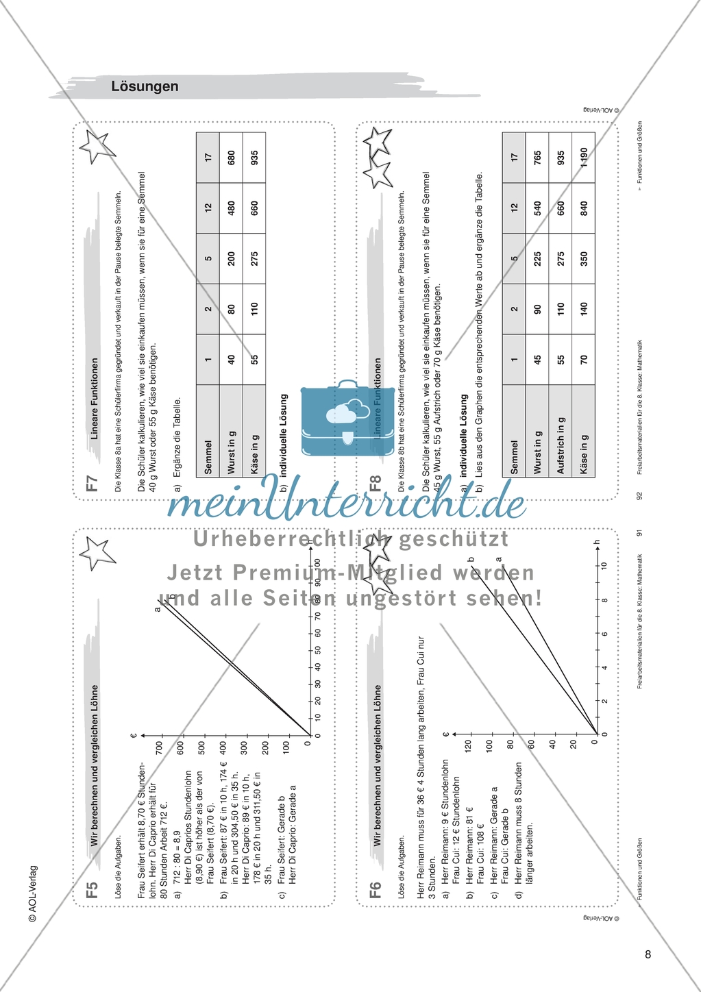 Freiarbeit zum Thema: Funktionen und Größen - Wir berechnen und vergleichen Löhne. Preview 2