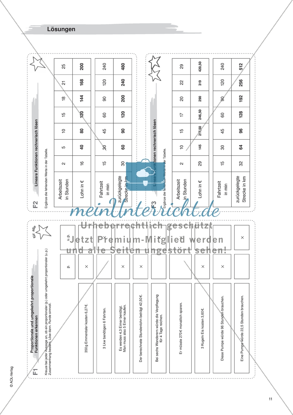 Aufgaben für eine Freiarbeit zum Thema: Funktionen und beschreibende Statistik - ilneare Funktionen rechnerisch lösen. Preview 2