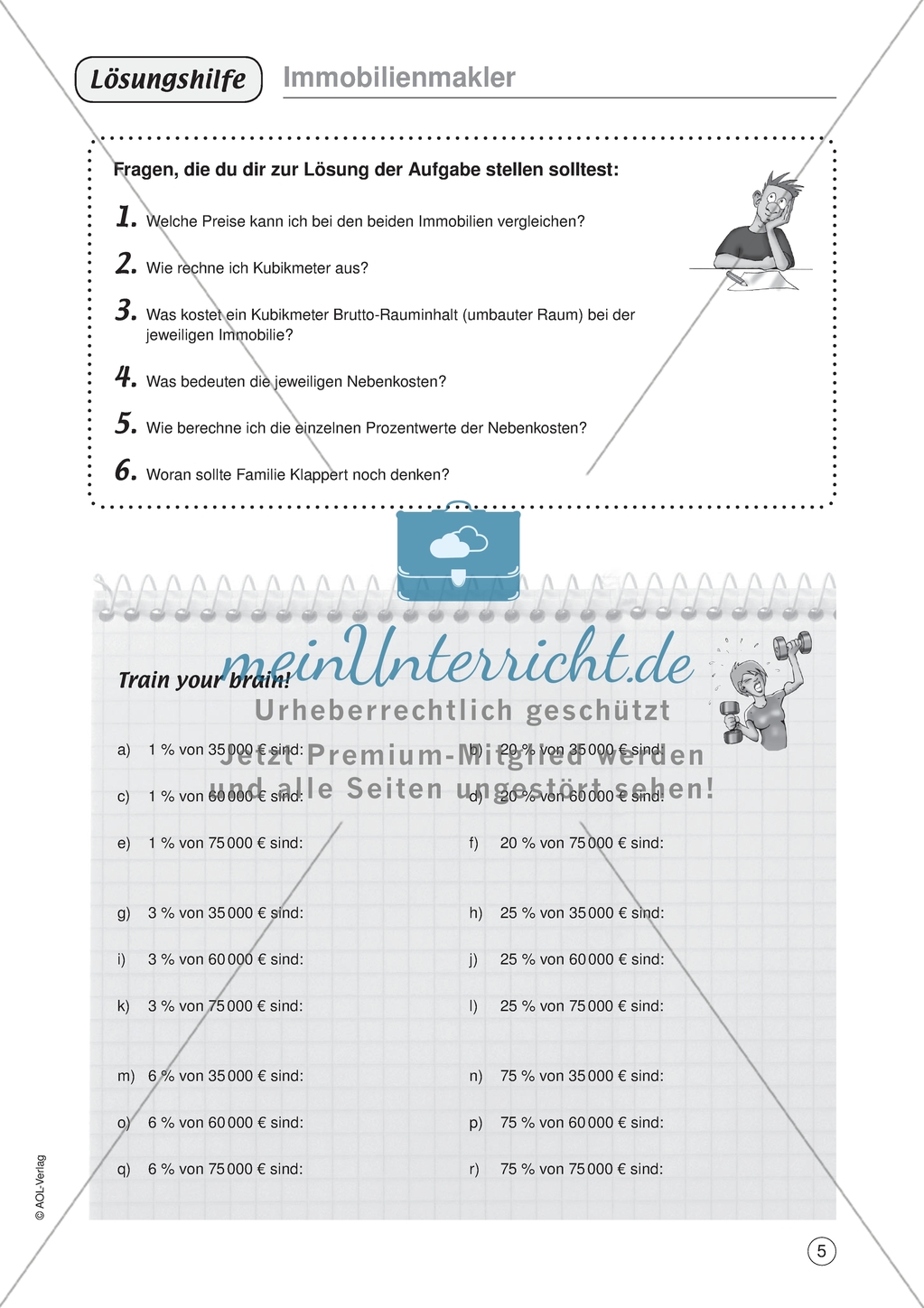 Mathe-Aufgaben aus dem Berufsalltag zum Thema: Arbeiten als Immobilienmakler - Aufgaben II. Preview 2
