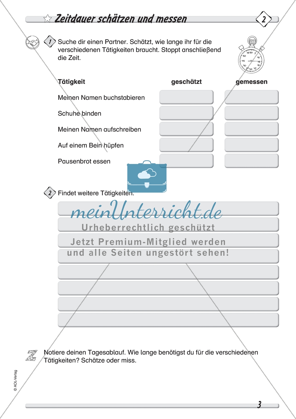 Größen und Messen: Zeitdauer Preview 1