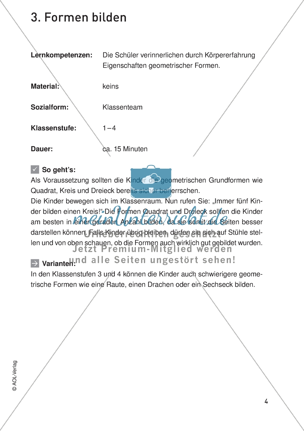 Bewegter Matheunterricht - Eigenschaften geometrischer Körper spielerisch kennenlernen. Preview 1