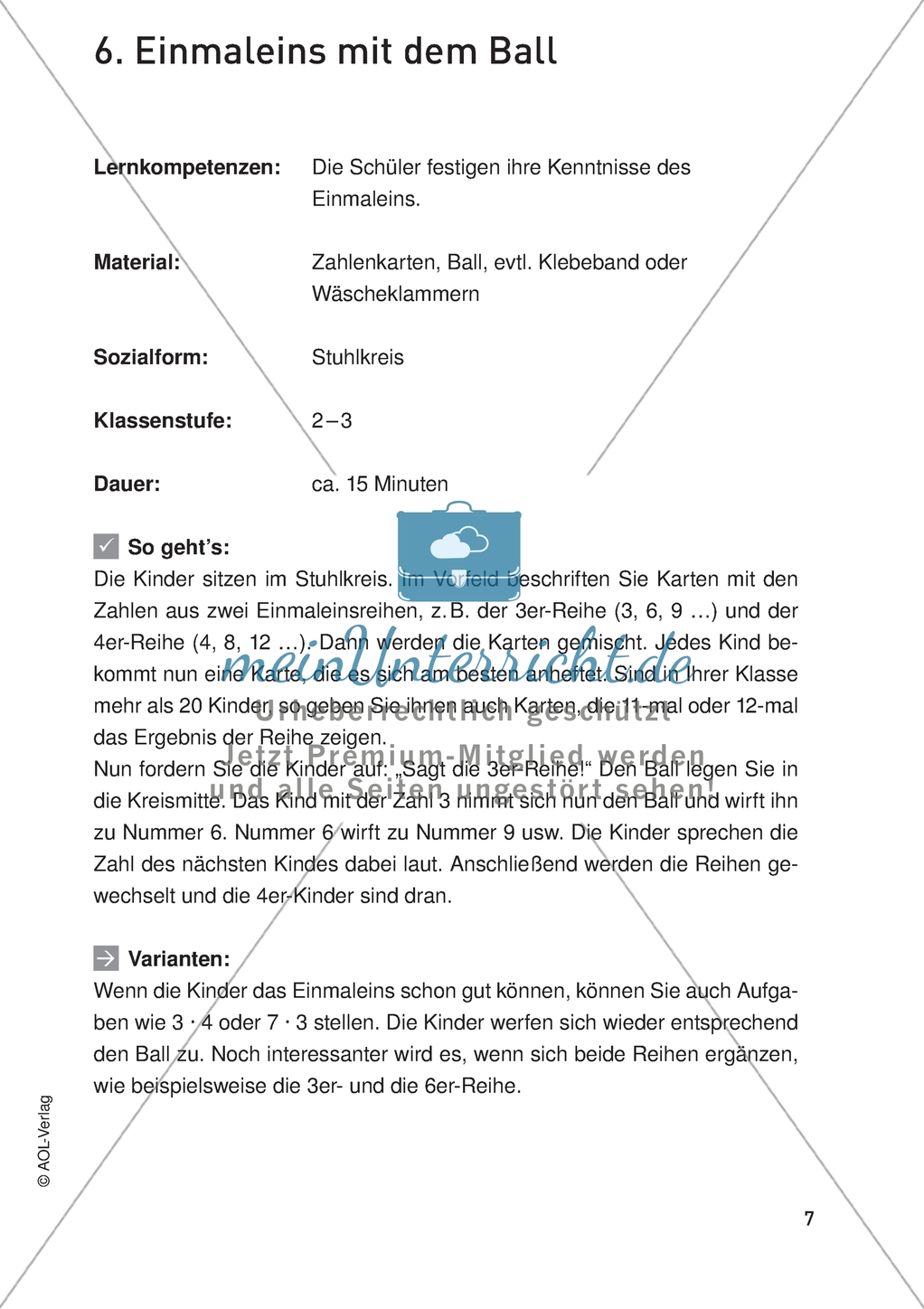 Bewegter Matheunterricht - Einmaleins mit dem Ball festigen. Preview 1