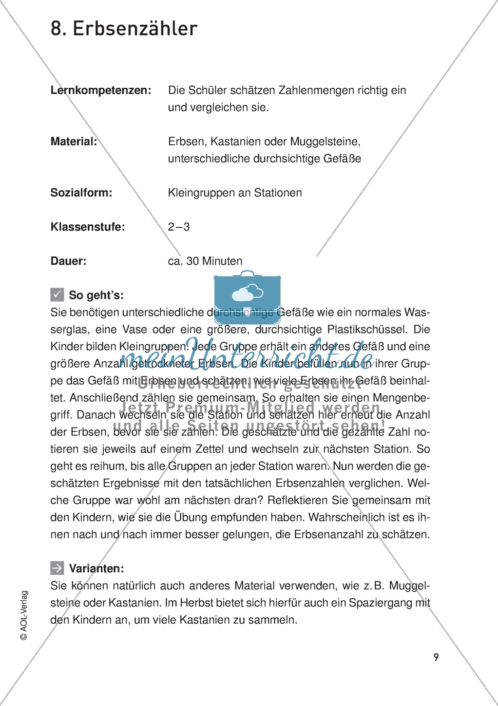 Bewegter Matheunterricht - Zahlenmengen schätzen und vergleichen. Preview 1