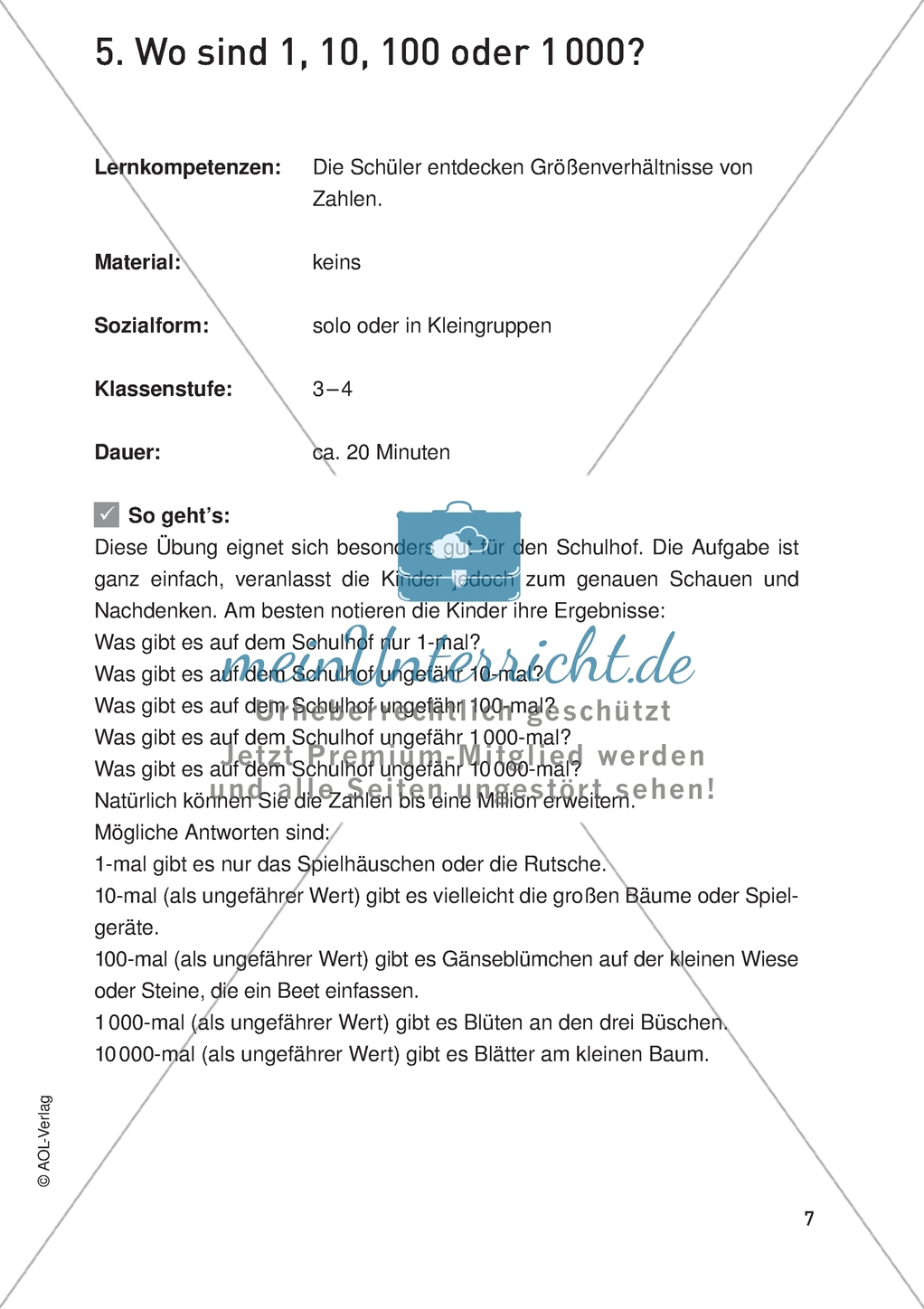 Bewegter Mathematikunterricht - Größenverhältnisse von Zahlen entdecken Preview 1