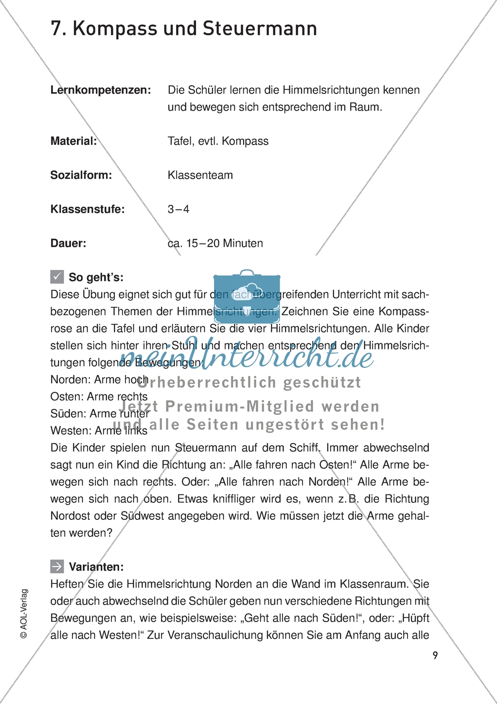 Bewegter Mathematikunterricht - Himmelsrichtungen spielerisch kennenlernen Preview 1