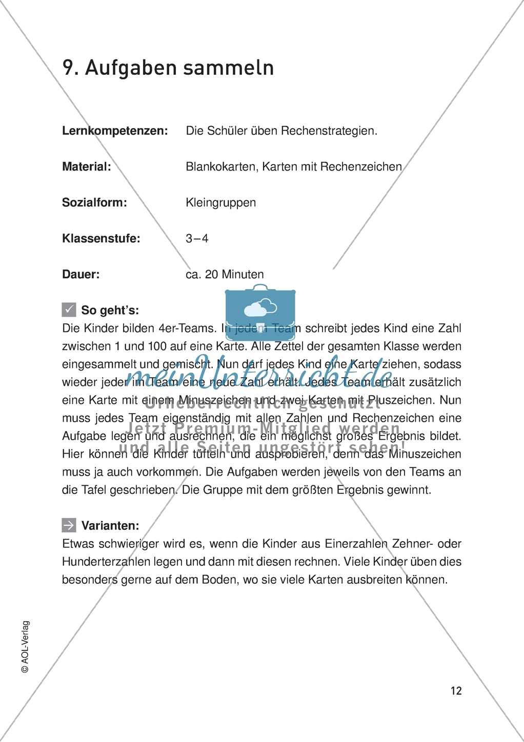 Bewegter Mathematikunterricht - Rechenstrategien üben Preview 1