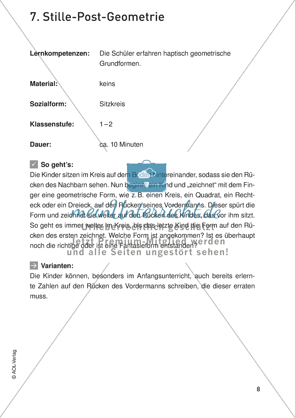 Bewegter Mathematikunterricht - geometrische Grundformen haptisch erfahren. Preview 1