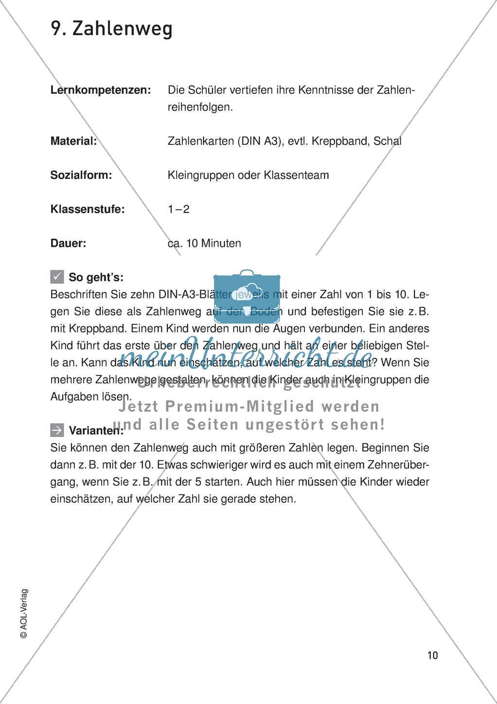 Bewegter Mathematikunterricht - Spielerisch Kenntnisse der Zahlenreihe vertiefen. Preview 1