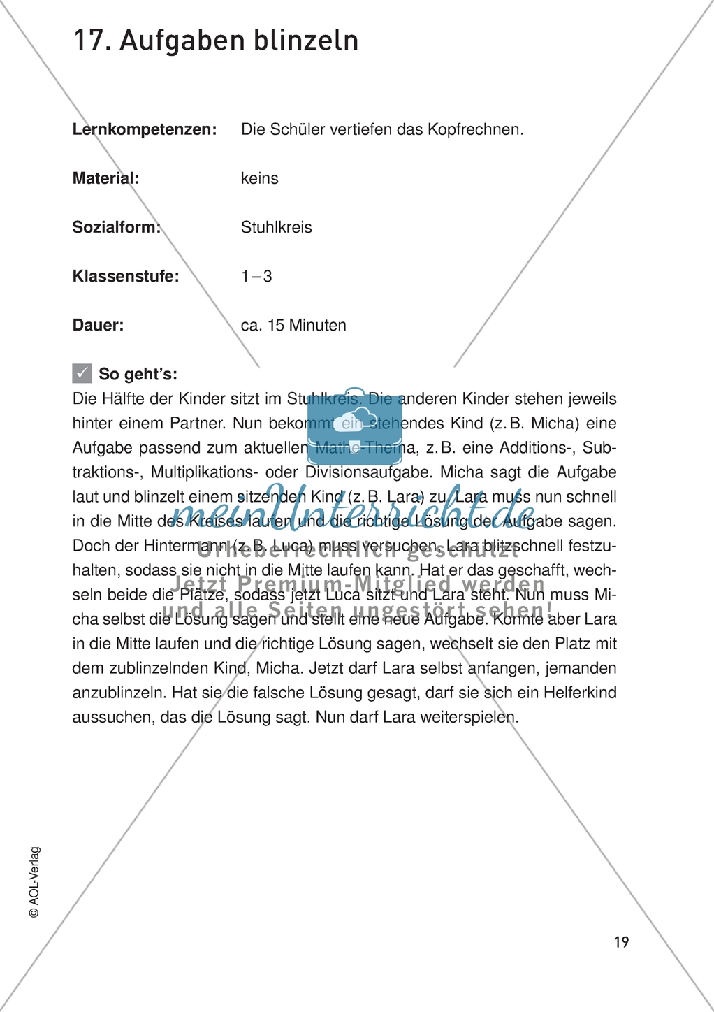 Bewegter Mathematikunterricht - Kopfrechenfähigkeiten spielerisch verbessern. Preview 1