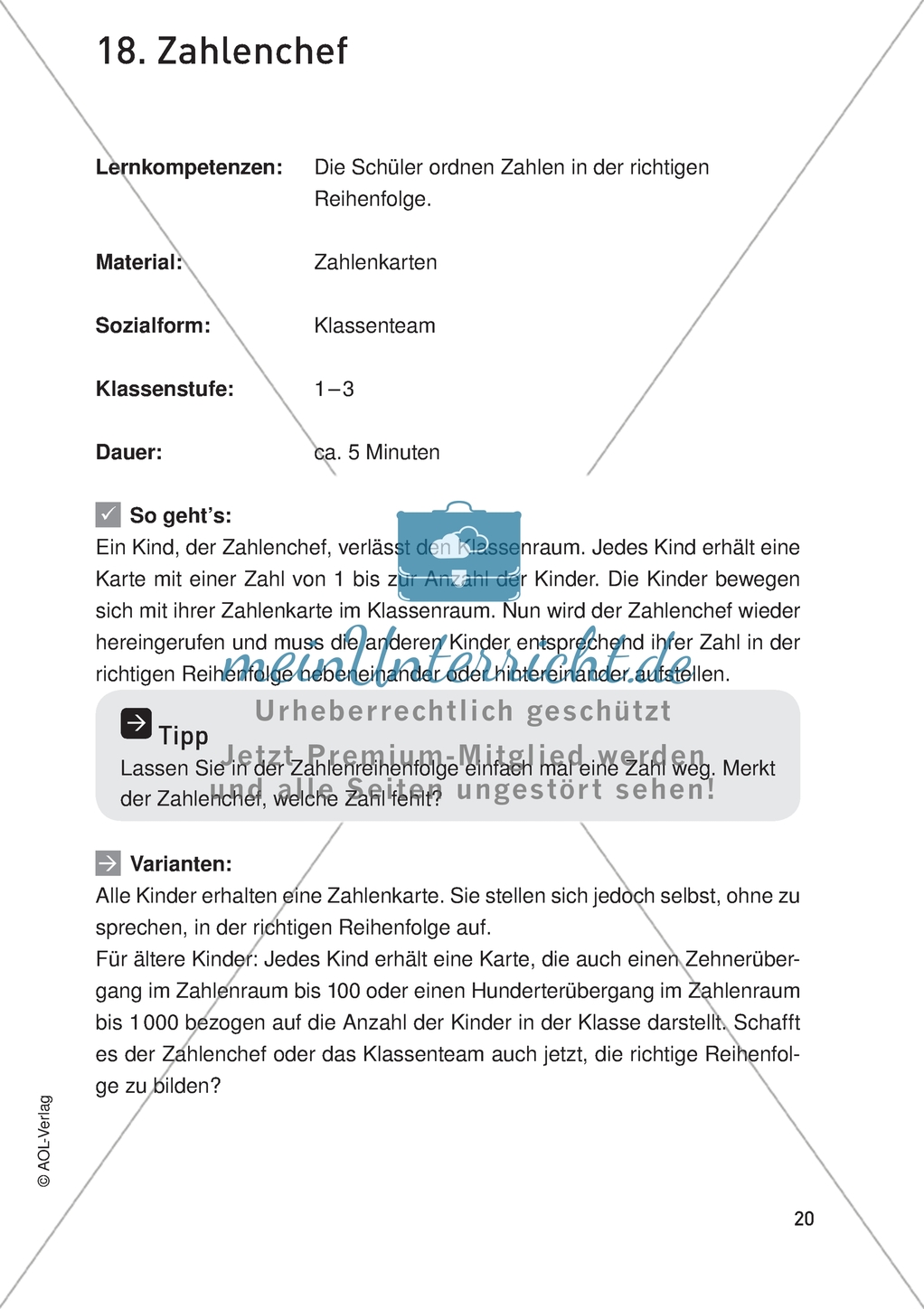 Bewegter Mathematikunterricht - Zahlen spielerisch ordnen. Preview 1