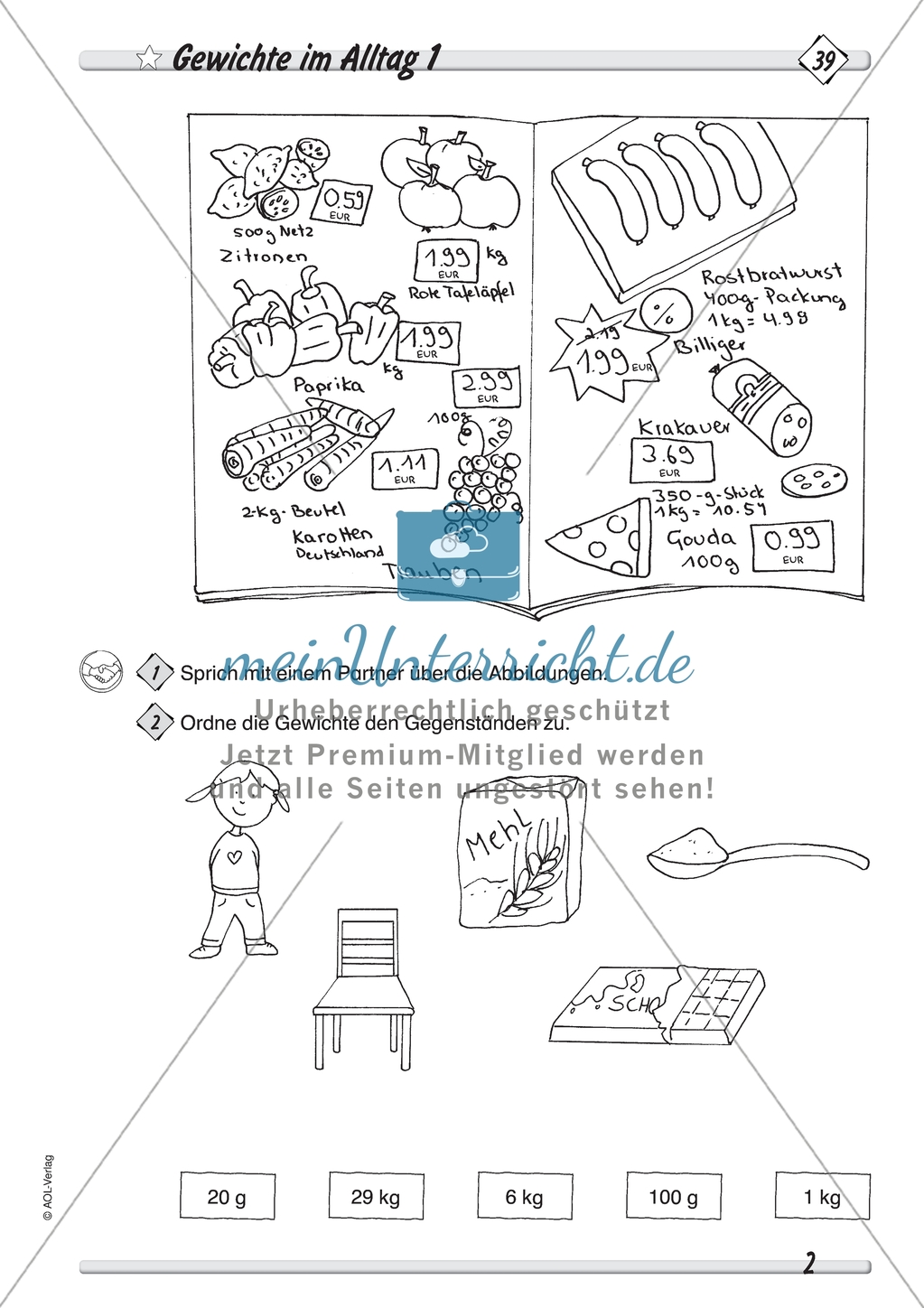 Gewichte im Alltag: Arbeitsmaterial zu Größen und Messen Preview 1
