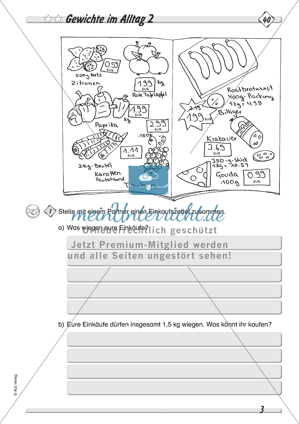 Gewichte im Alltag: Arbeitsmaterial zu Größen und Messen Preview 2