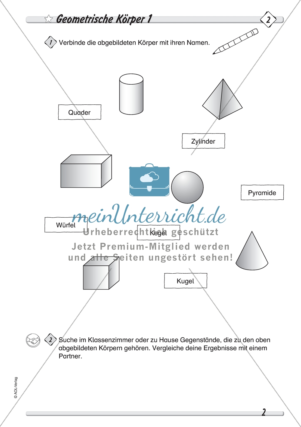 Geometrie: Geometrische Körper - Körper finden, benennen und zeichnen in drei Schwierigkeitsstufen Preview 1
