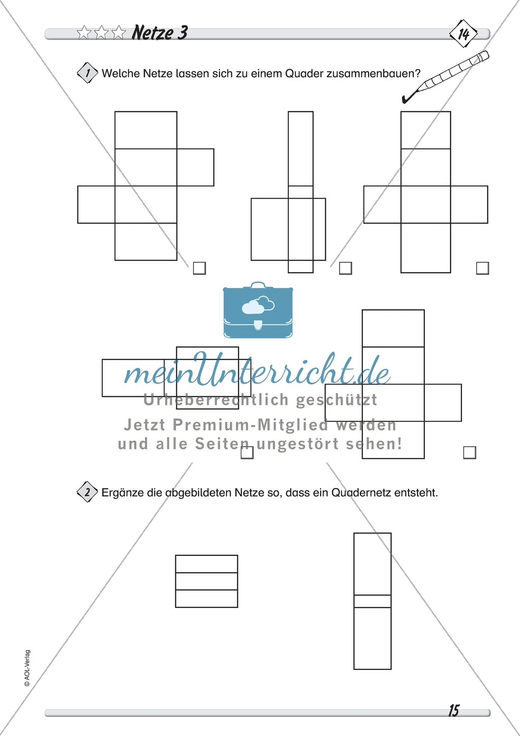 Geometrie: Geometrische Körper - Netze geometrischer Körper in drei Schwierigkeitsstufen Preview 3