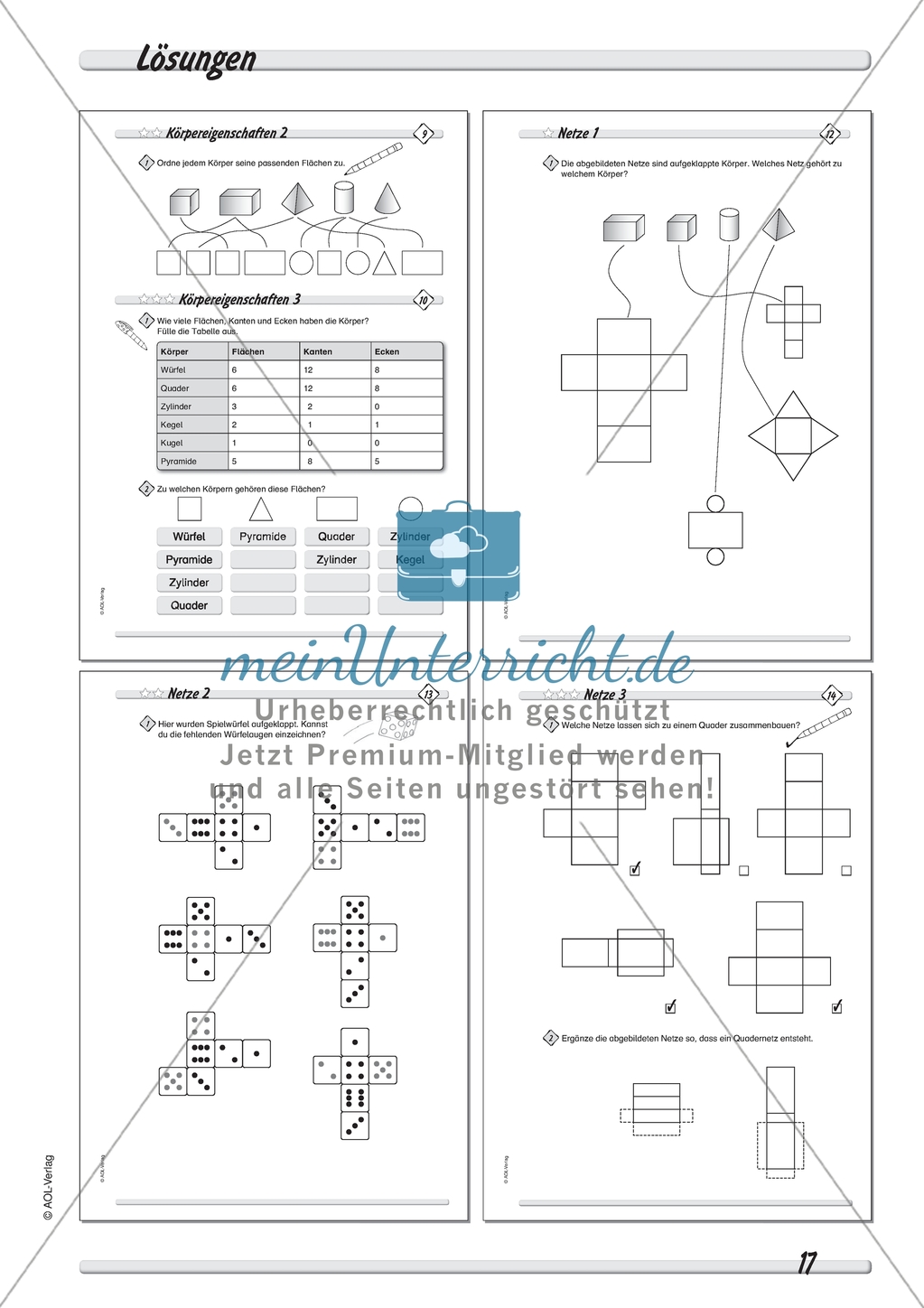 Geometrie: Geometrische Körper - Netze geometrischer Körper in drei Schwierigkeitsstufen Preview 4