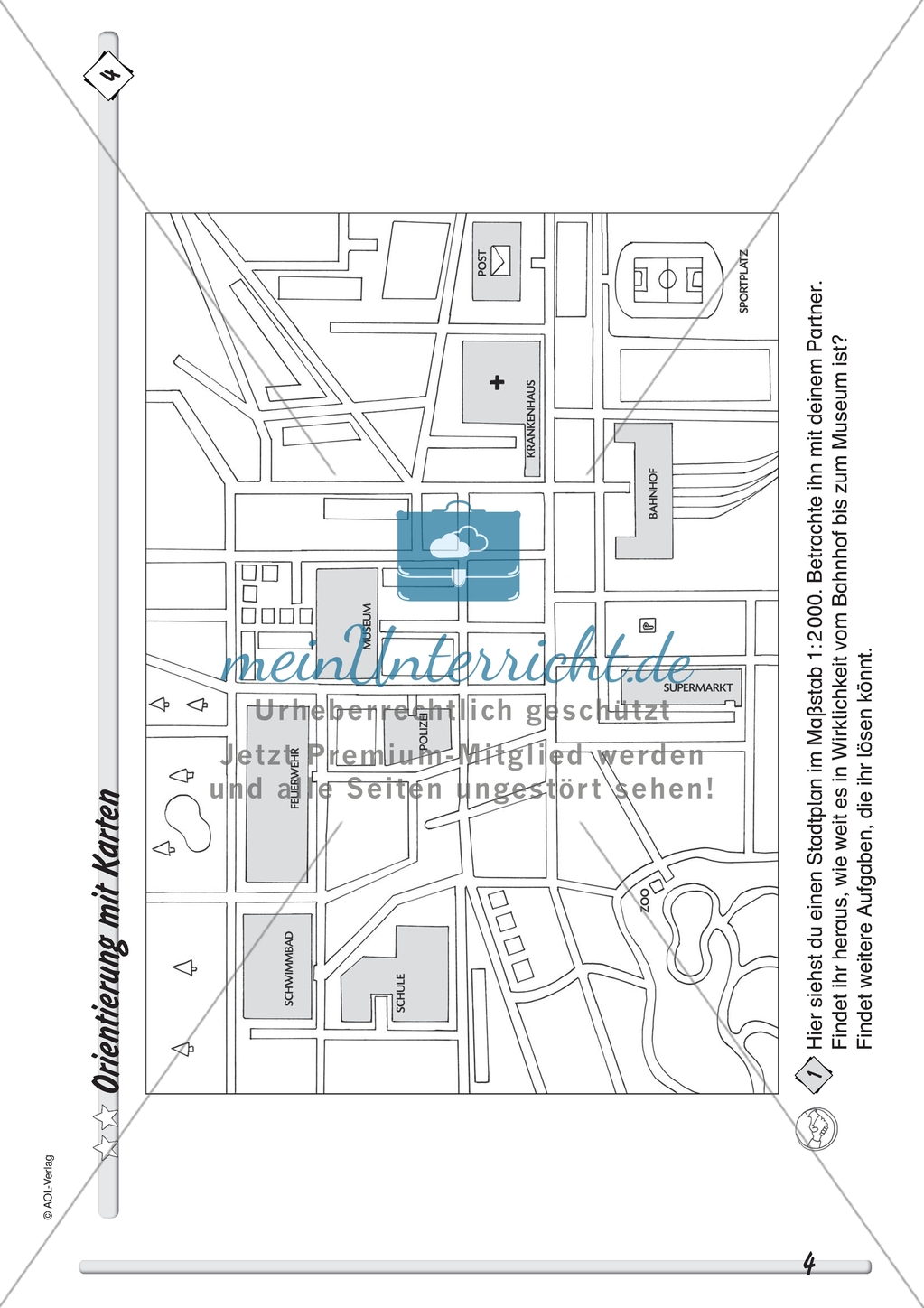 Reale Weglängen über einen maßstabsgetreuen Stadtplan ermitteln und eigene Fragen entwickeln Preview 1