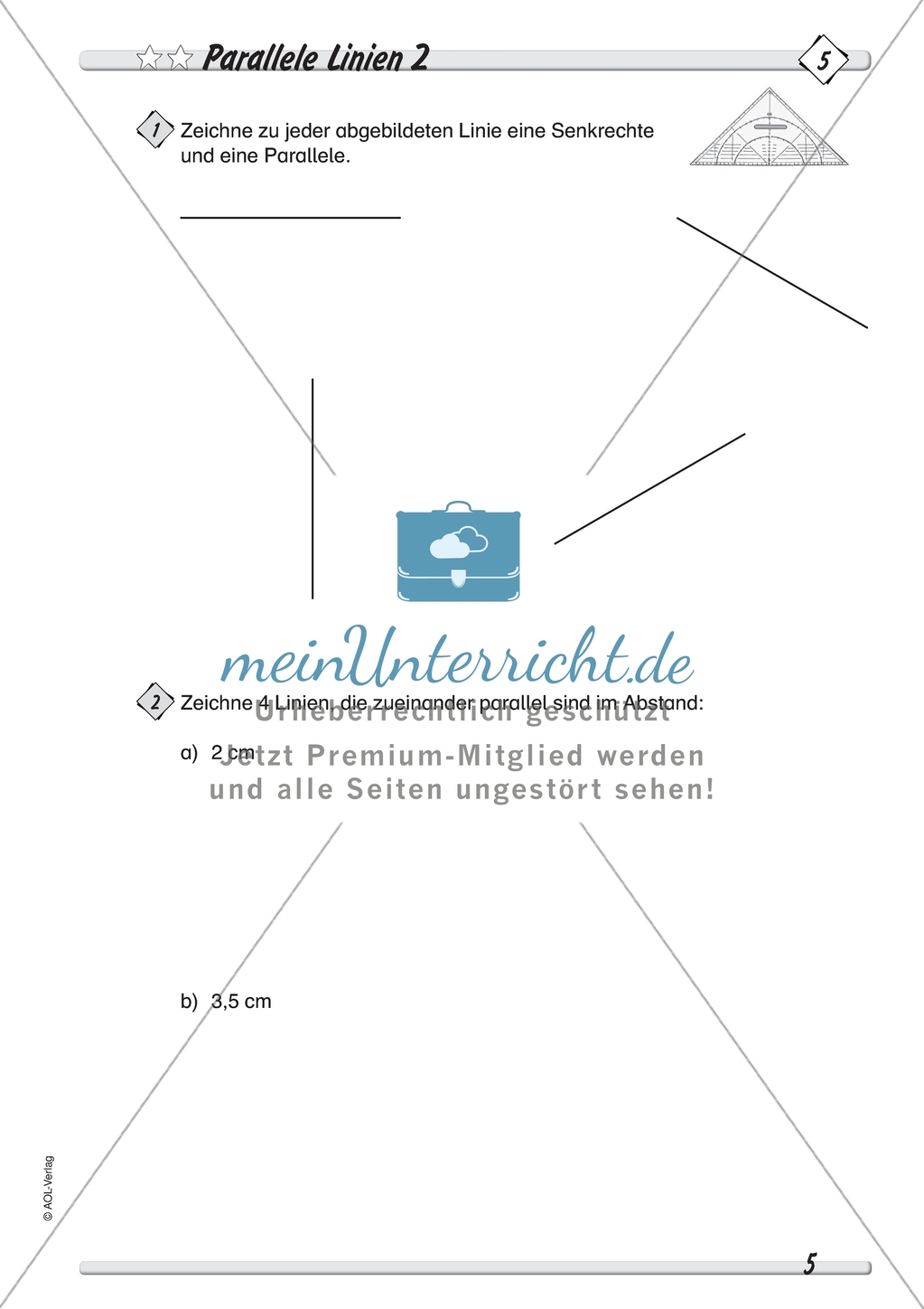 Umgang mit dem Geodreieck - Prüfen und Zeichnen von parallelen Linien Preview 2