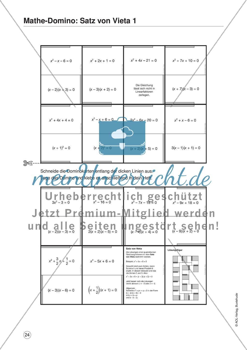 Algebra: Satz von Vieta Preview 1