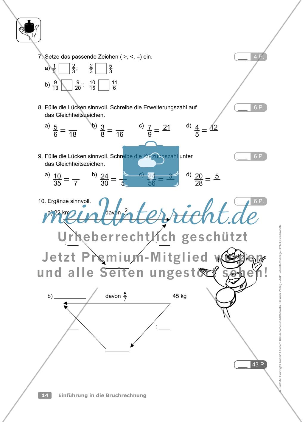 Einführung in die Bruchrechnung: Klassenarbeit 1 (leicht) Preview 2