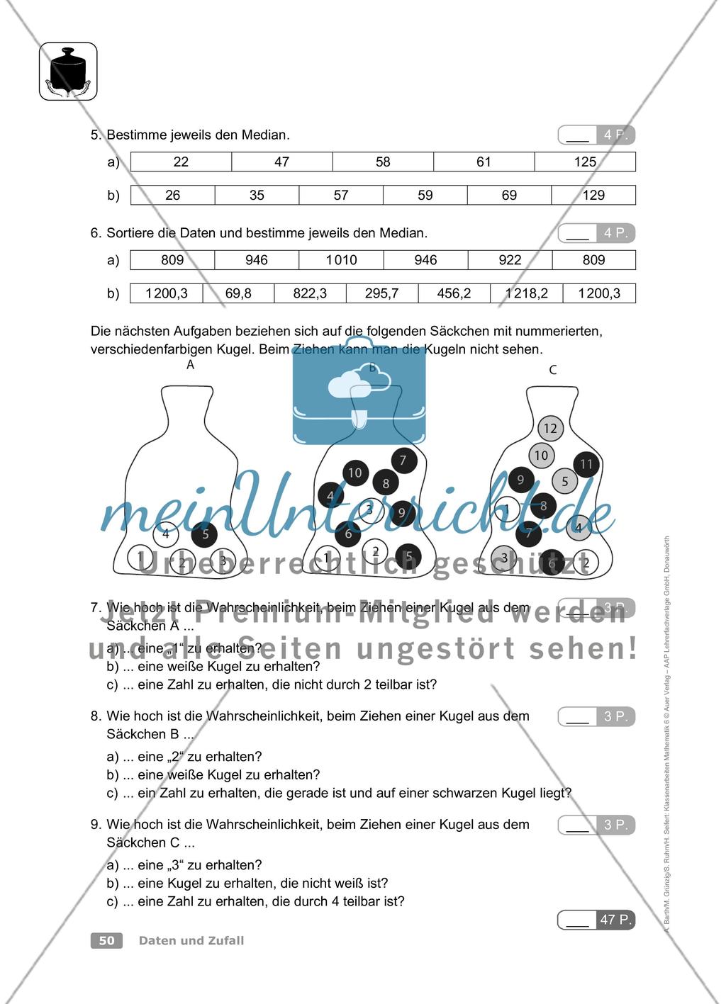 Daten und Zufall: Klassenarbeit 1 (schwer) Preview 2