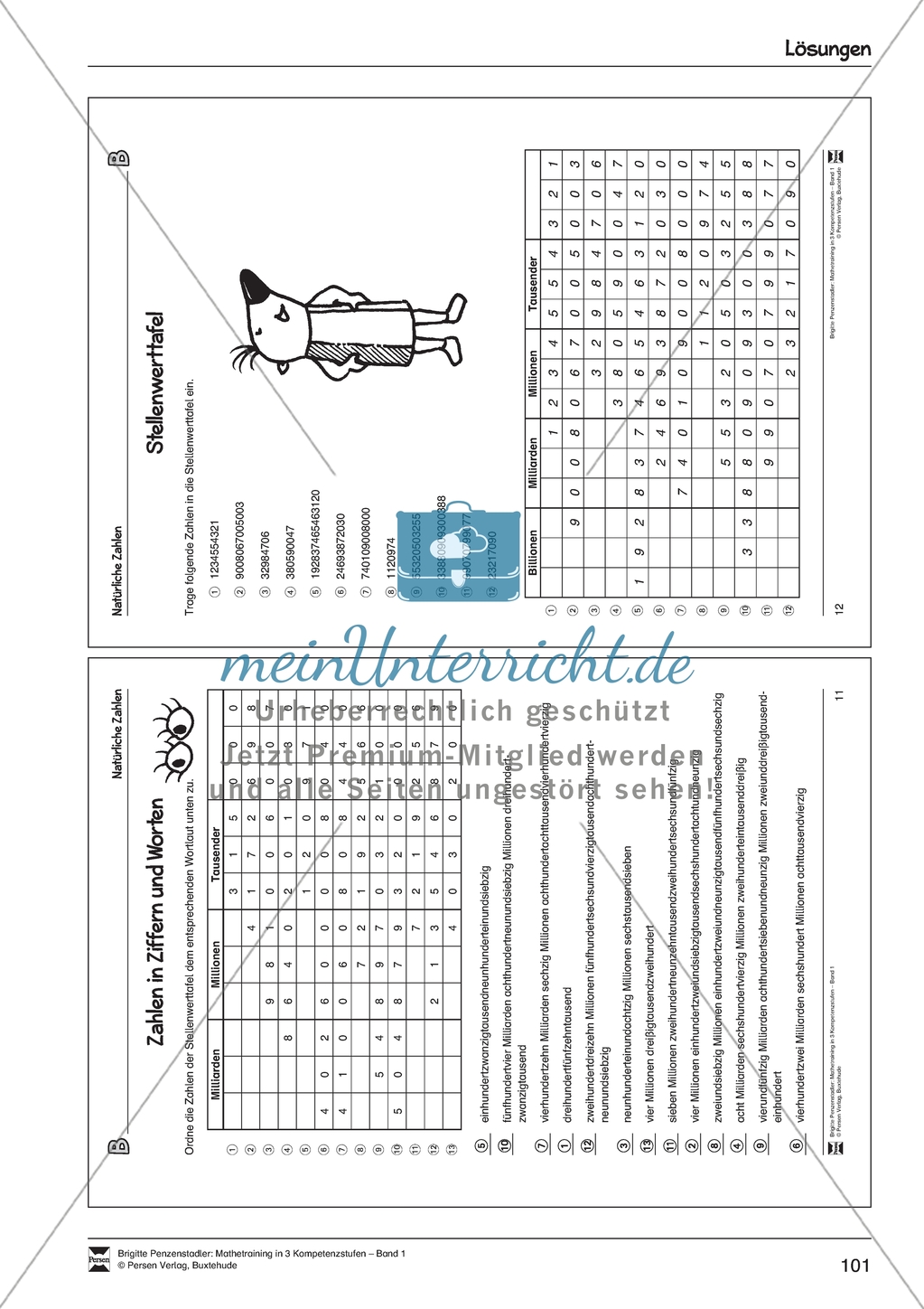 Zahldarstellungen - Zahlen aus der Stellenwerttafel den entsprechenden Ziffernschreibweisen und Zahlwörtern zuordnen Preview 4