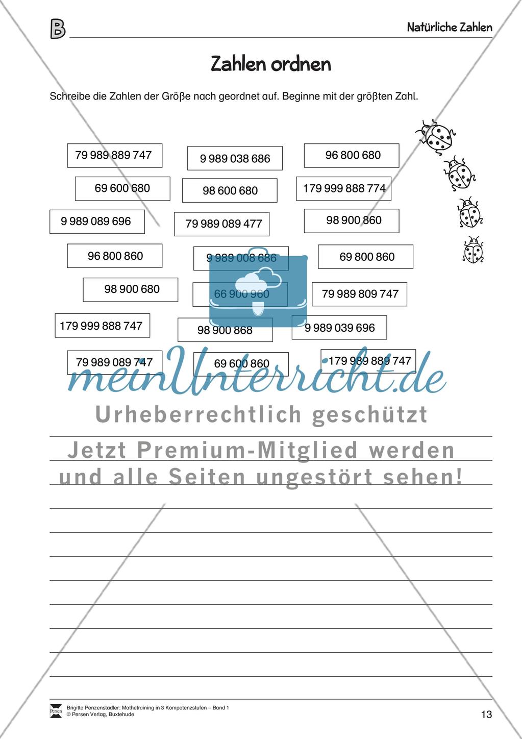 Zahlen ordnen (Kompetenzstufe B) Preview 1