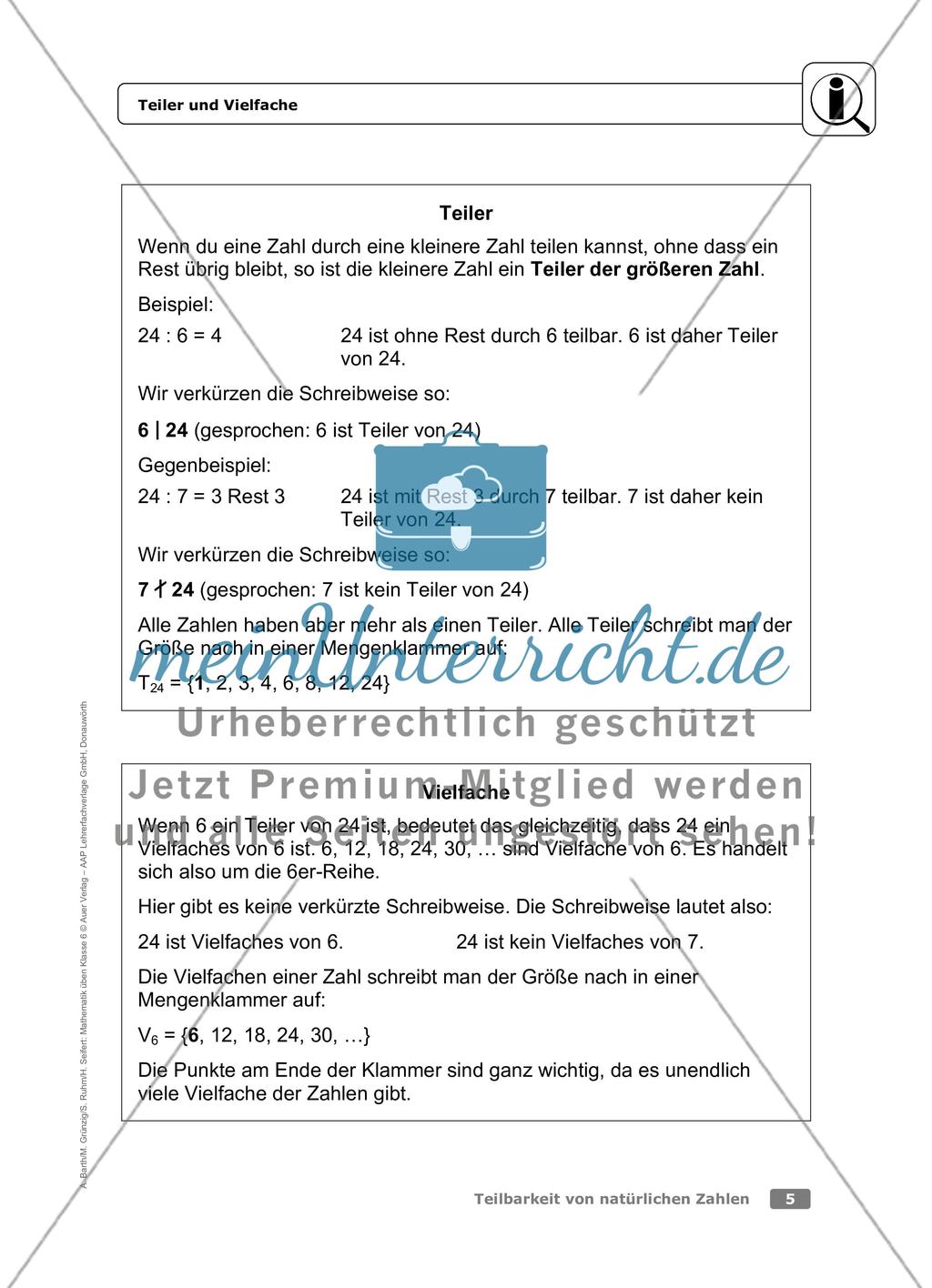 Teiler und Vielfache Preview 1