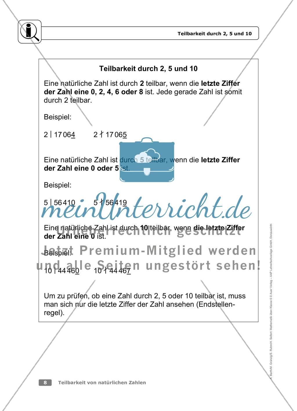Teilbarkeit durch 2, 5 und 10 Preview 1