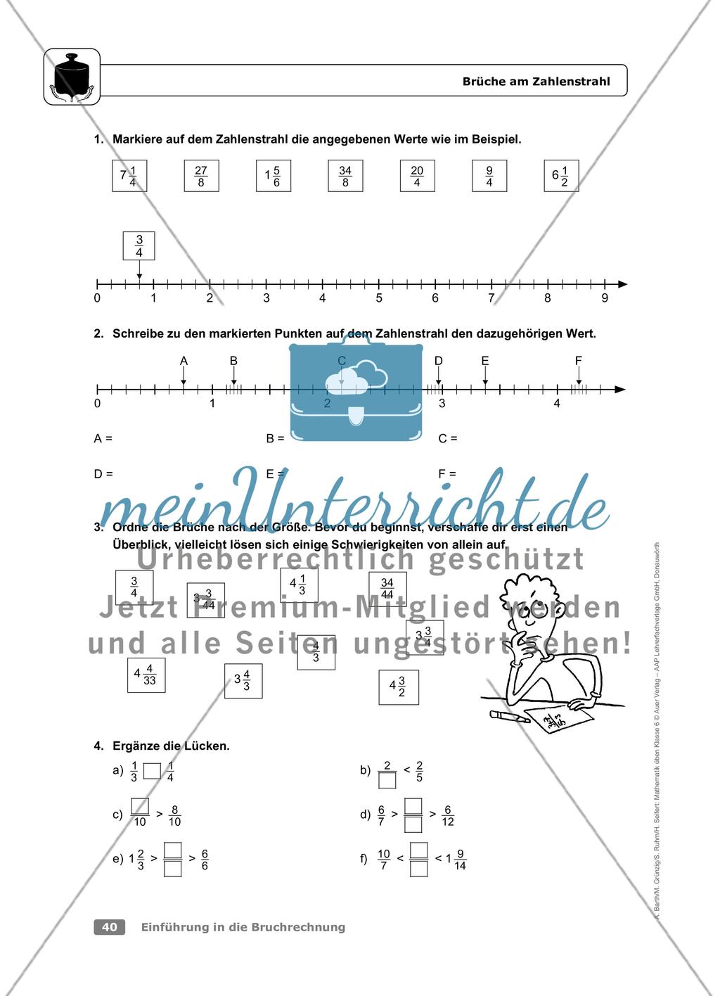 Brüche am Zahlenstrahl Preview 3