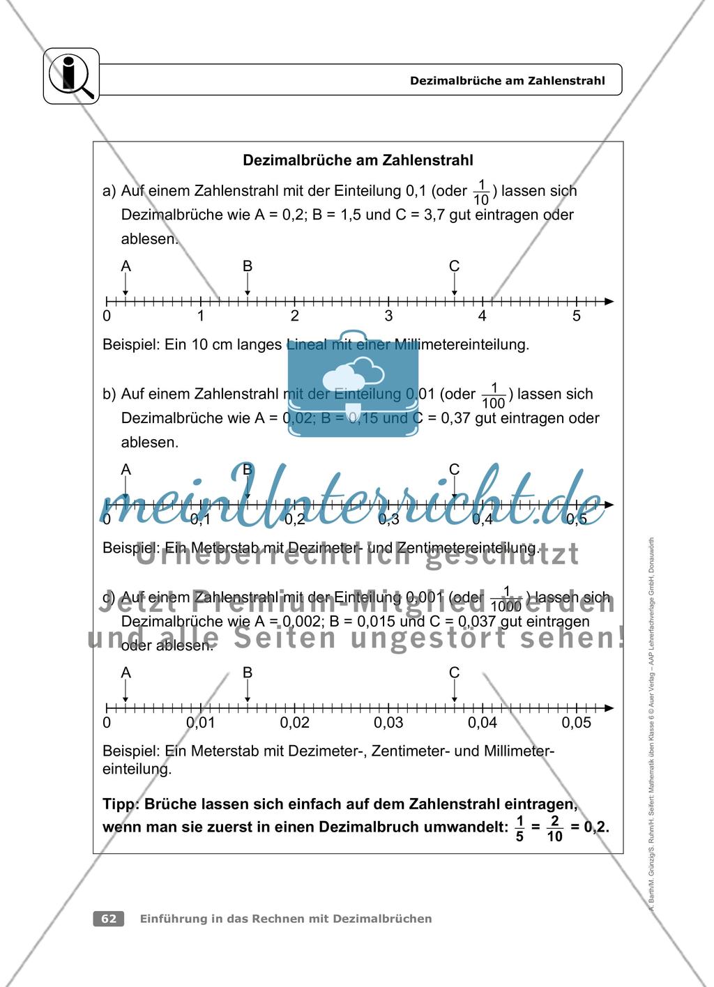 Dezimalbrüche am Zahlenstrahl Preview 1