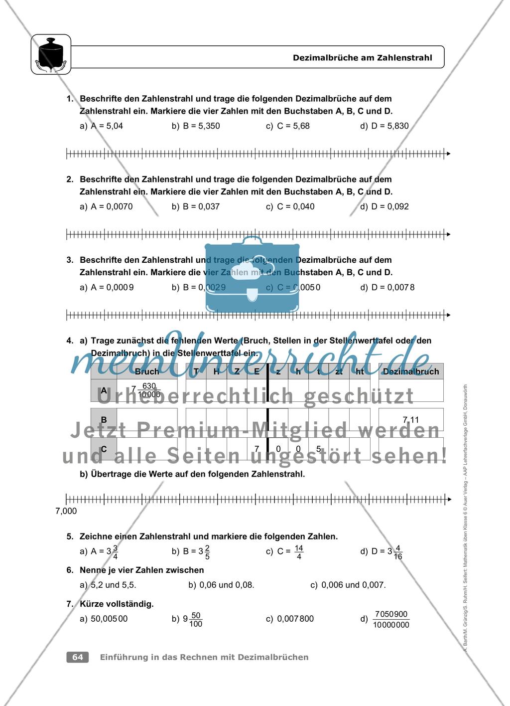 Dezimalbrüche am Zahlenstrahl Preview 3