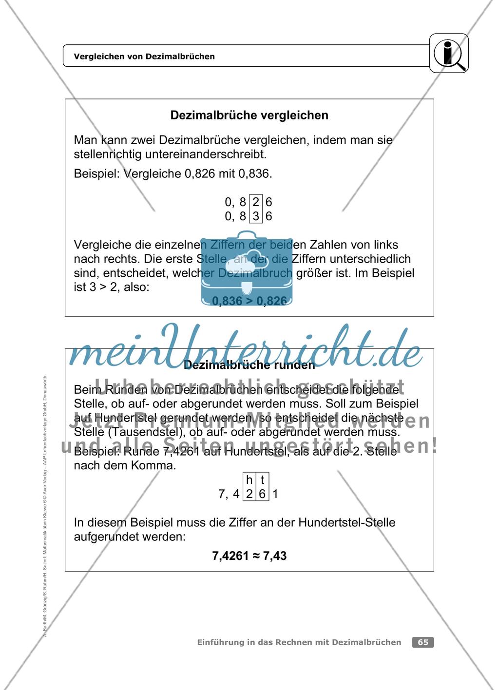 Vergleichen von Dezimalbrüchen Preview 1