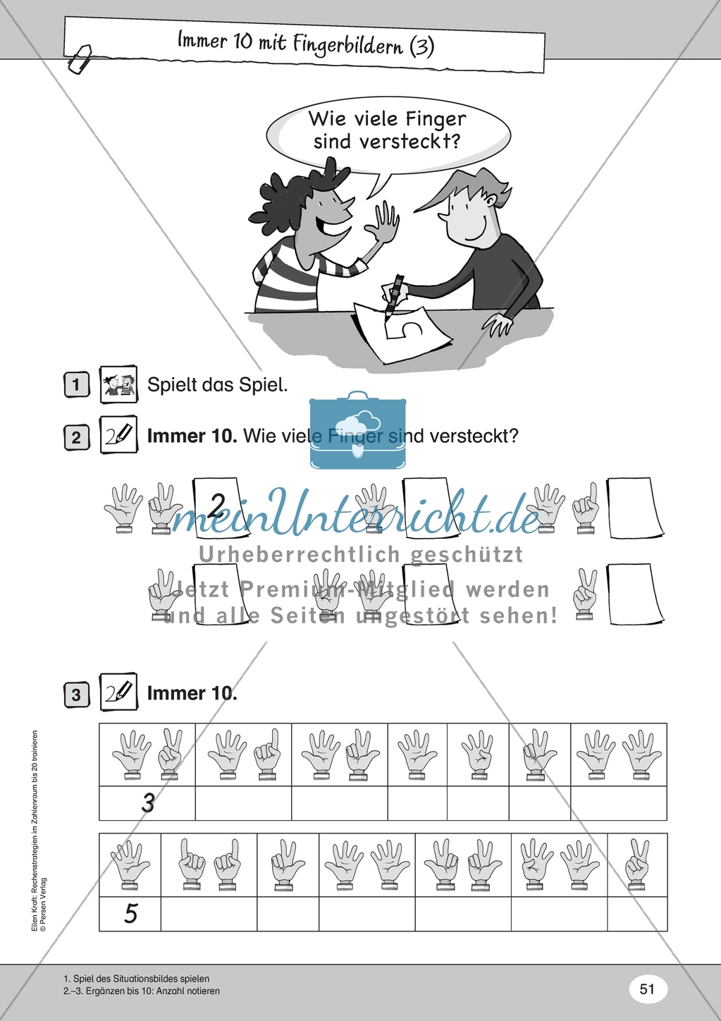 Immer 10 mit Fingerbildern: Ergänzungsaufgaben zur 10 mit Fingerbildern veranschaulichen und lösen Preview 1