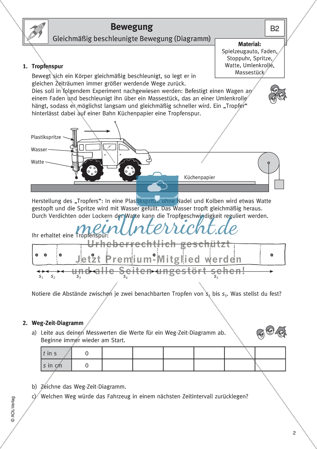 Bewegungen von Körpern - Gleichmäßig beschleunigte Bewegungen mit Hilfe eines Spielzeugautos erkunden und berechnen Preview 1